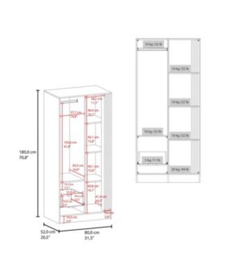 Pekin Modern Wardrobe Organizer with Shelves and Rod