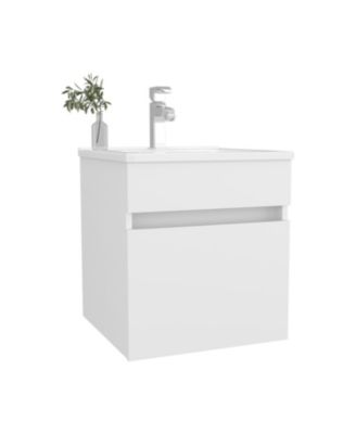Belle Bathroom Floating Vanity with Sink, 1 Door, Wengue