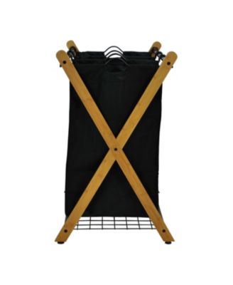 X-Frame Bamboo 3-Bag Laundry Sorter, Black