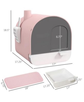 Pink Cat Litter Box with Lid Scoop and Filter A Delicate Design for a Fresher Home