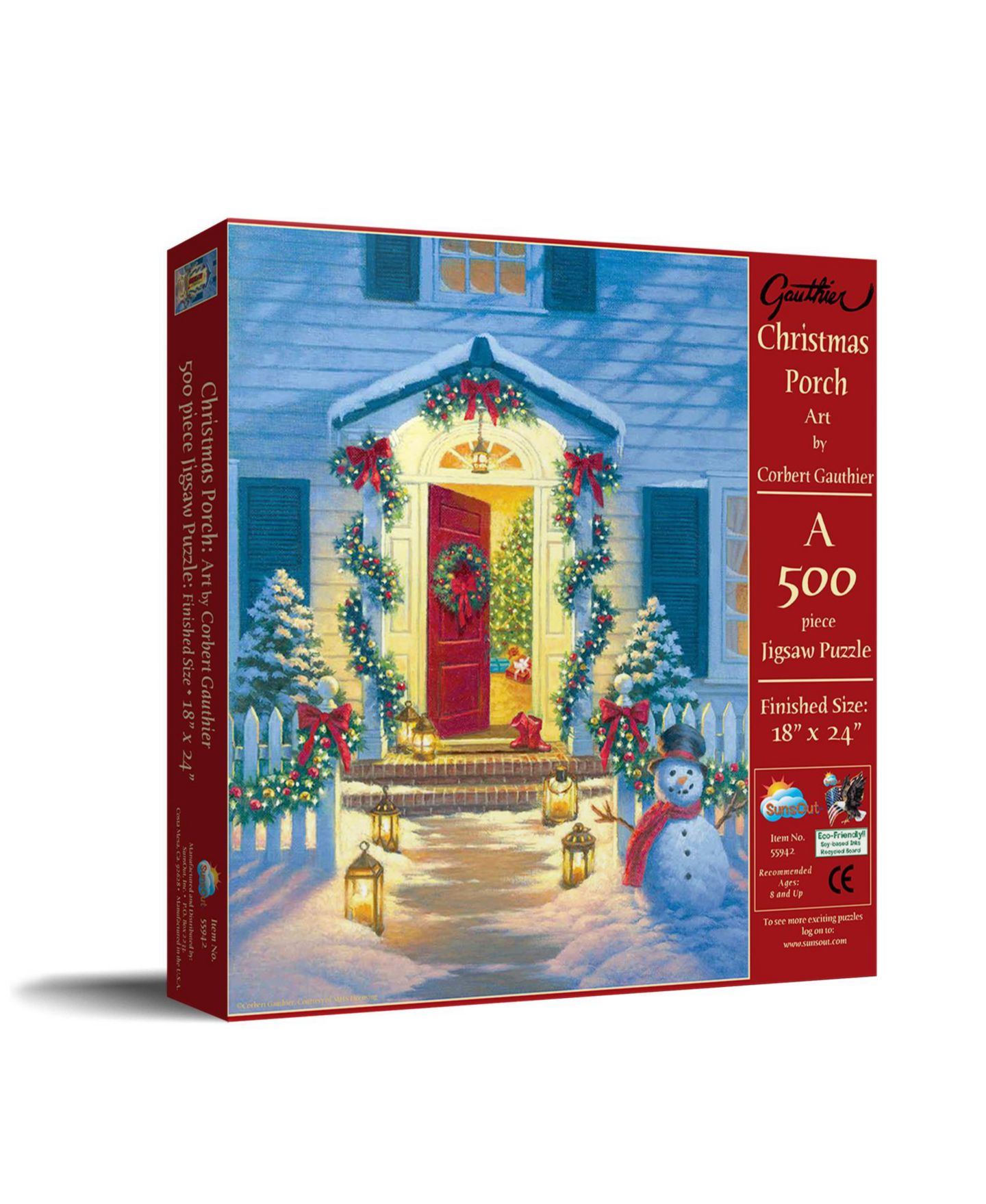 Детский пазл SunsOut Christmas Porch 500 Piece Jigsaw Puzzle, от 15 лет — фото 1