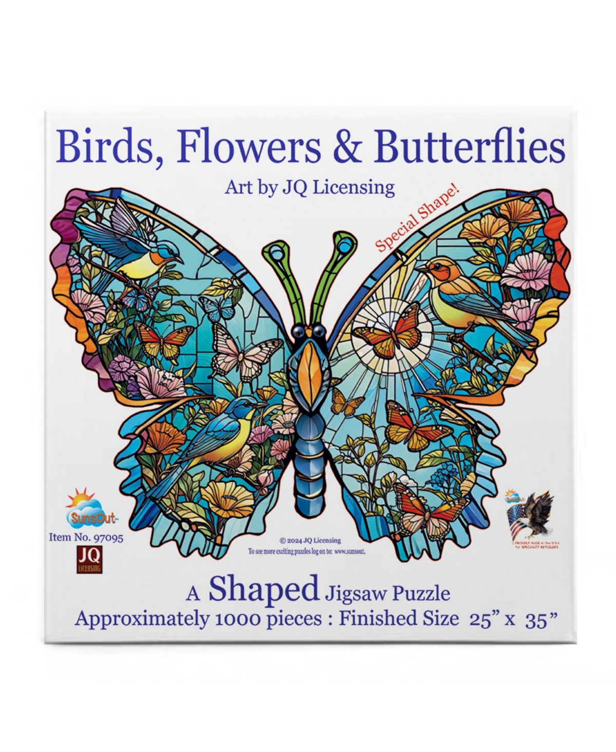 SunsOut Birds, Flowers and Butterflies 1000 piece Jigsaw Puzzle for Adults Special Shape