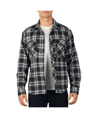Men's Men Plaid Flannel Shirt Jacket Button Down Long Sleeve Cotton Blend Shirts