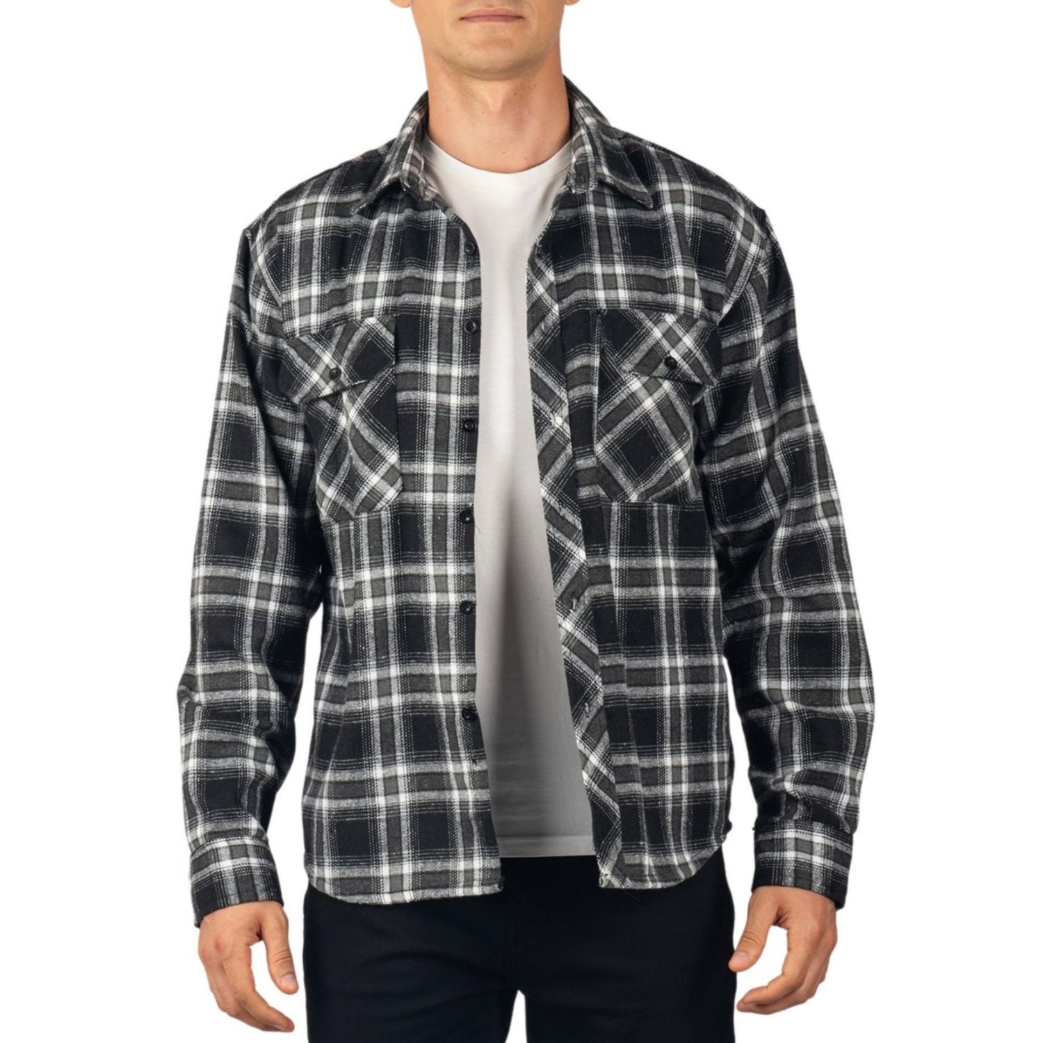 Men's Men Plaid Flannel Shirt Jacket Button Down Long Sleeve Cotton Blend Shirts