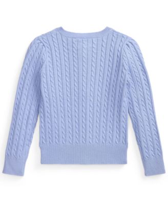 Girls' 2T-6X Mini-Cable Front-Button Cardigan