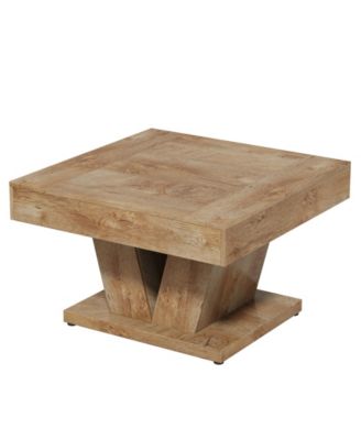 Square Coffee Table, Wood Center Table for Living Room, 31.5" Modern Cocktail Tea Accent Table, Natural