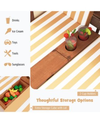 Children s Patio Chaise Lounge with Adjustable Canopy and Cup Holders for Outdoor