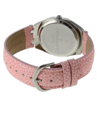 Women's 37mm Pink Watch with Crystal Bezel Leather Band