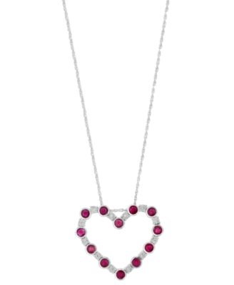 Ruby (1-1/6 ct. t.w.) and Diamond (1/20 ct. t.w.) Pendant Necklace in Sterling Silver