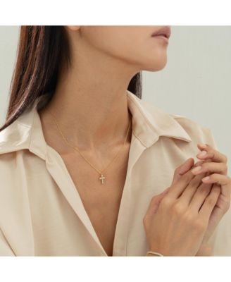 14k Gold Plated Evelina Crystal Cross Necklace Holiday Gift Guide