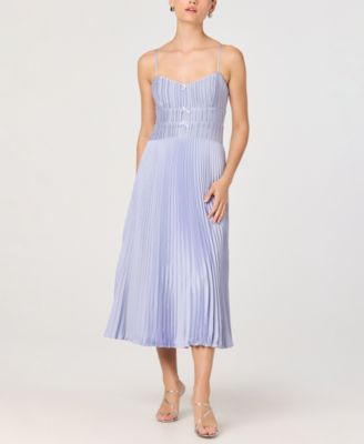 Women's Sweetheart Neck Pleated A-Line Midi Dress