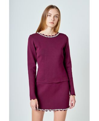 Women's Long sleeve jewel top