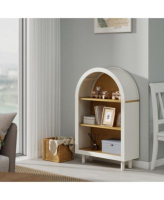 Arched 3-Tier Storage Cabinet Small Bookcase with 3 Shelves