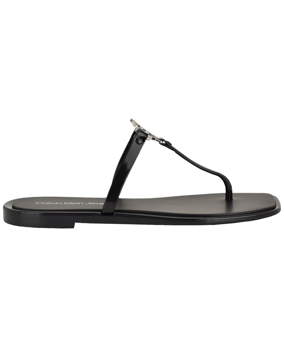 Calvin Klein Women's Ellye Logo T-Strap Flat Slip-On Sandals