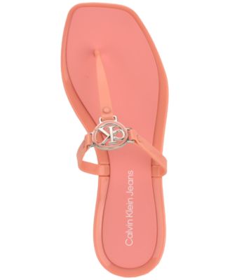 Women's Ellye Logo T-Strap Flat Slip-On Sandals