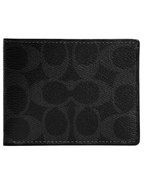 Мужские COACH Men's Signature Leather Slim Billfold Wallet