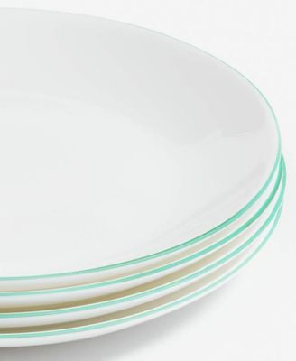 Opal Glass Mint Rim Salad Plates, Set of 4