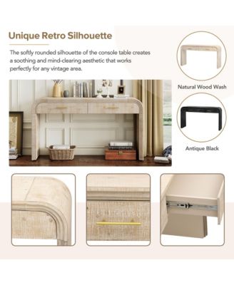 Retro Cabinet Silhouette Console Table with Open Style, Two Top Drawers