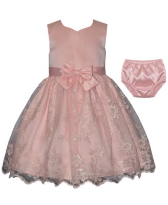 Baby Girls' Border Embroidery Party Dress and Bloomers