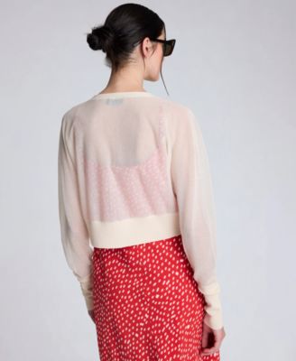 Women's Saddle-Shoulder Cropped Cardigan