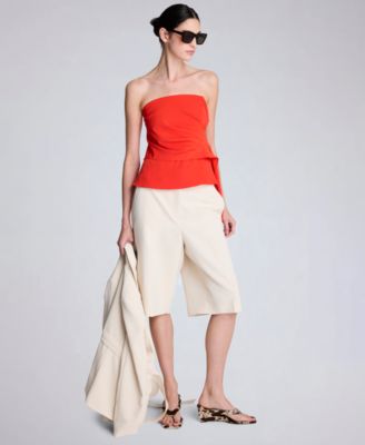 Women's Sleeveless Draped Front Bustier Crop Top