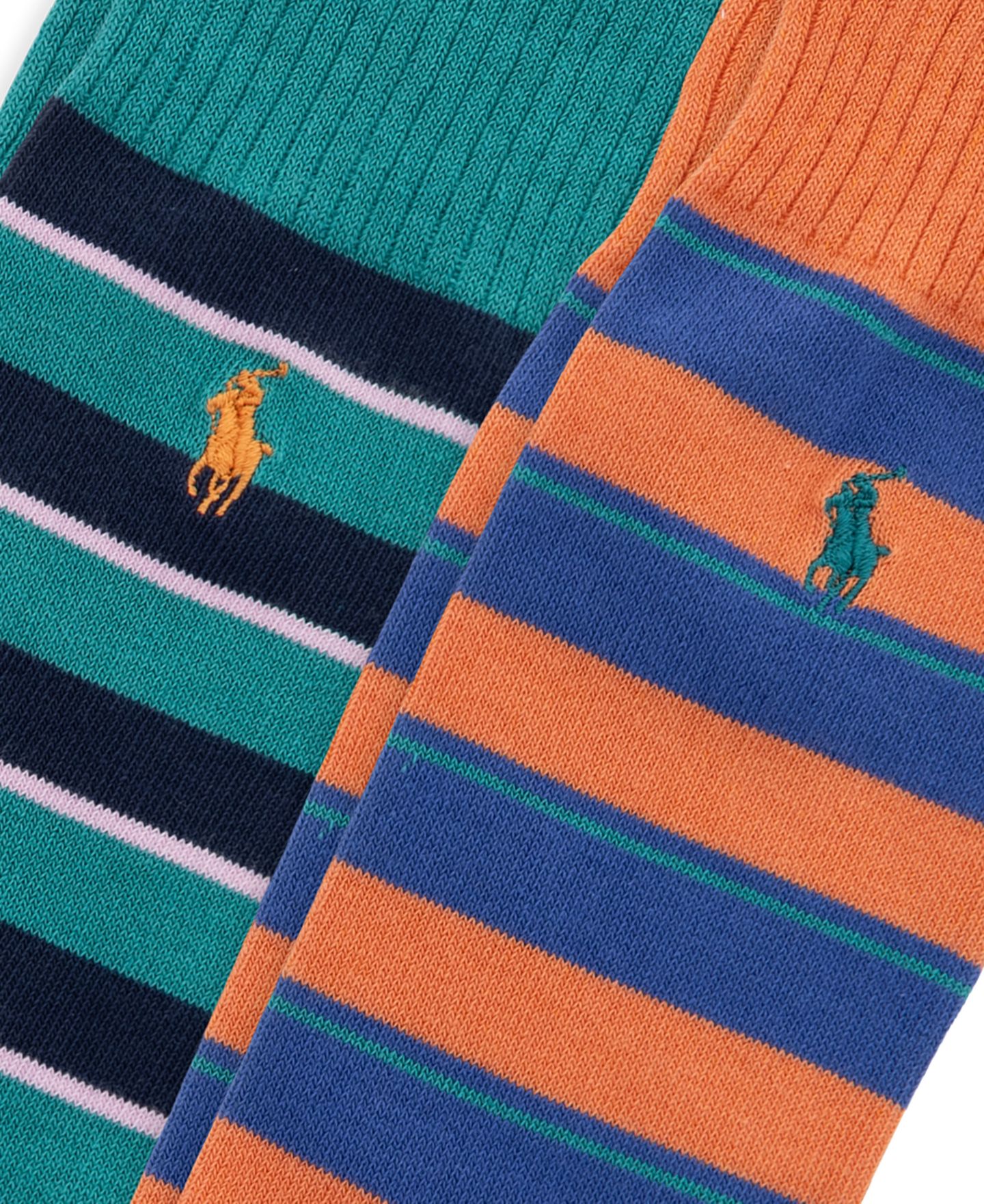 Носки для мужчин, в полоску, 2 шт. — Polo Ralph Lauren, цвет: Оранжевый / Зелёный — фото 2