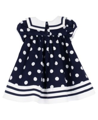 Baby Girls' Nautical Dot Round Neck Dress