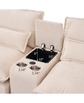 Streamdale Modern U-Shaped Sofa with Console, USB, Sleeper Couch