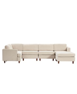 Corduroy 6-Seater Modular Sectional Sofa (Beige)
