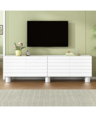 Cream TV Stand Console - 75" TV, Adjustable Shelves