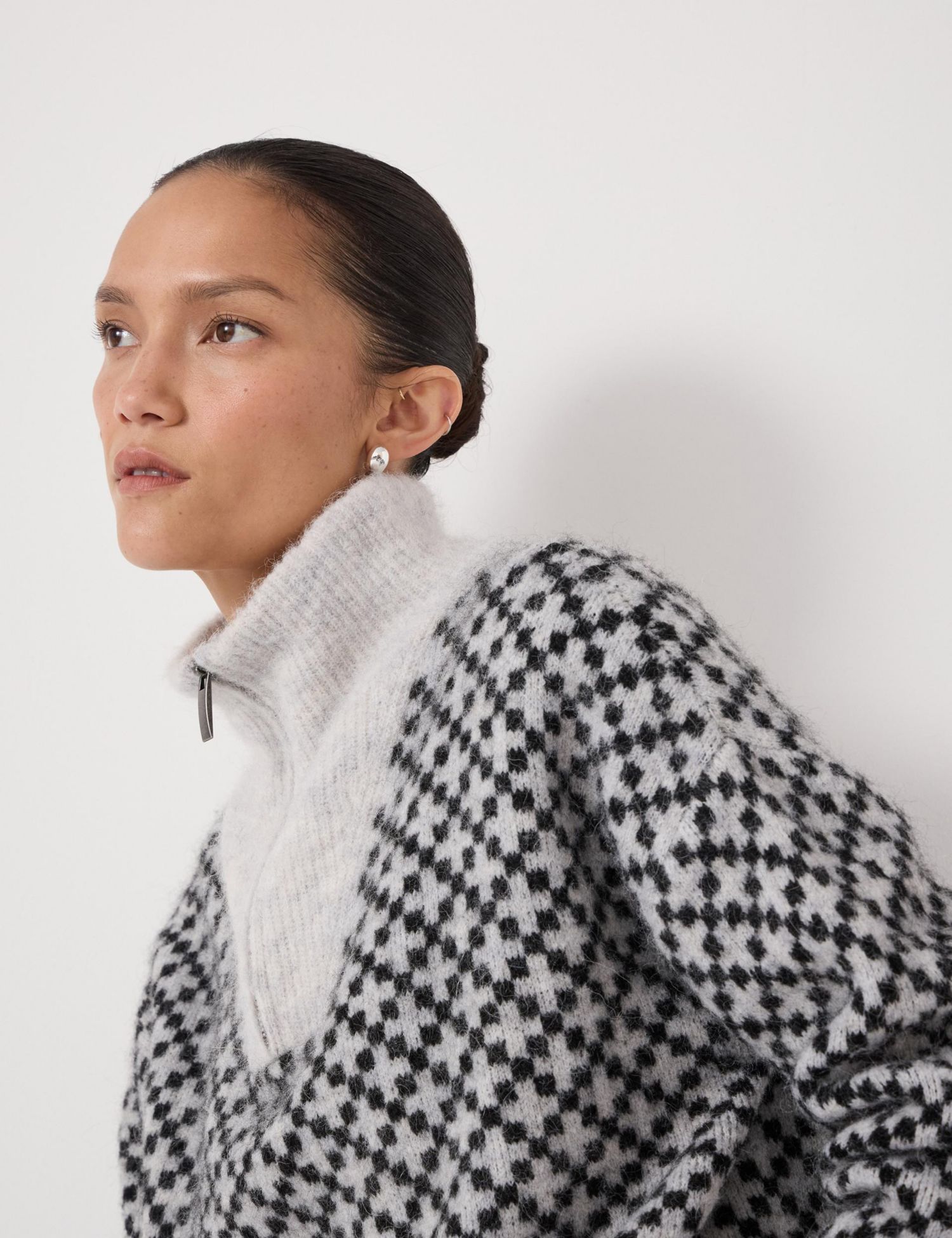 Women's Juno Quarter Zip Mono Jacquard Jumper