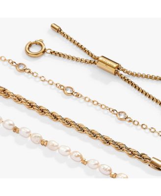 Crystal + Pearl Stranded Bracelet Set