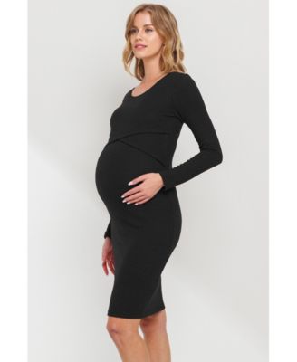 Maternity Long Sleeve Bodycon Nursing Dress