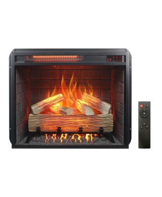 23 inch Infrared heating electric fireplace insert, with log set & realistic flame, remote control with timer, overheating protection