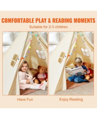 Kids Play Tent with Durable Frame Soft Mat and Decorative Accessories for Indoor and Outdoor Play