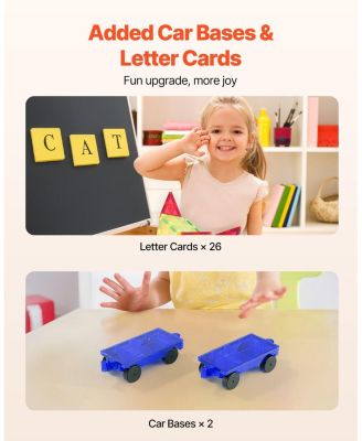 Magnetic Tiles Building Set for Kids with 121 Pieces STEM Construction Blocks and Car Bases