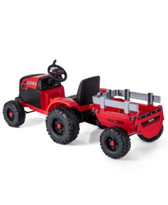 Kids 24V Ride On Tractor with Detachable Trailer Remote Control and Safety Features