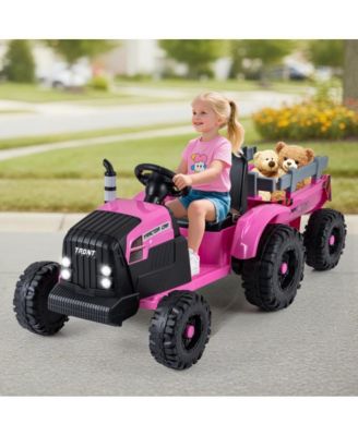 Kids 24V Ride On Tractor with Detachable Trailer Remote Control and Safety Features