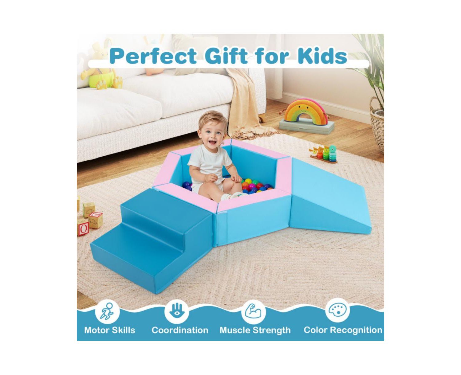 3 Piece Baby Foam Climbing Set with 100 Ocean Balls