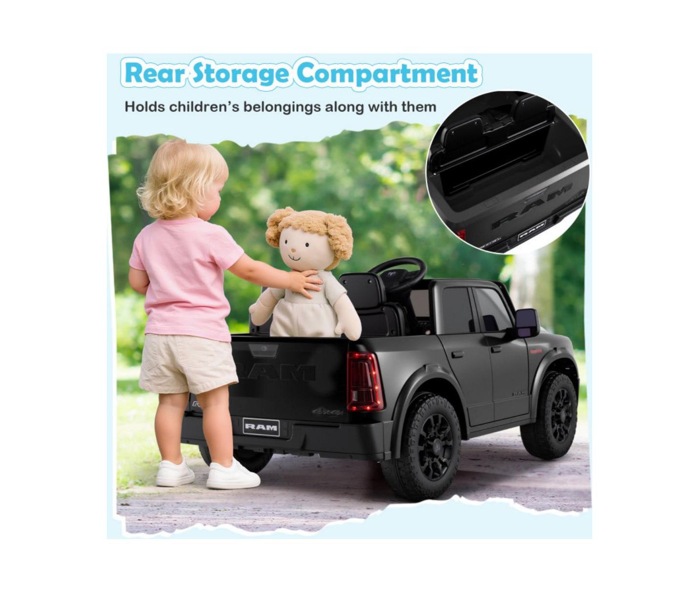 Детская игрушка HONGGE Rebel 24V Two-Seater Ride-On Truck with Remote Control, Ages 3-10, цвет: Чёрный — фото 8