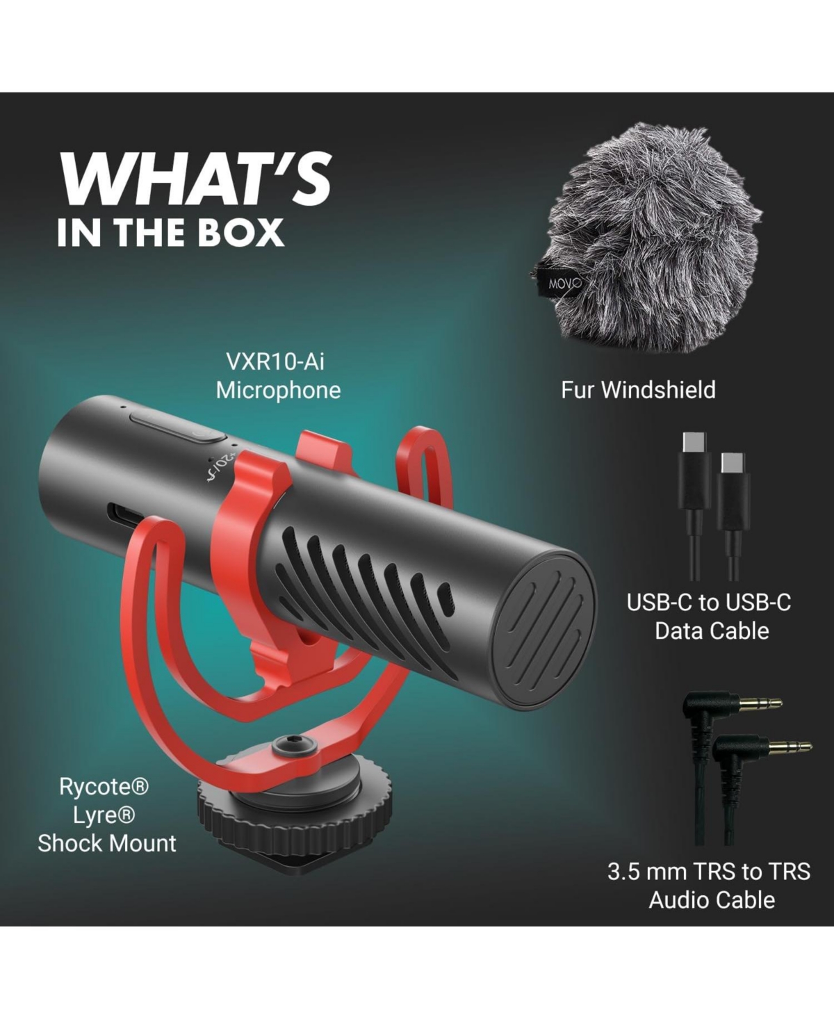 Movo VXR10-ai Shotgun Microphone with Ai Noise Cancellation for Cameras, Smartphones, Computers