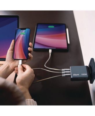 32202 100 Watts 4-Port GaN Wall Charger - Black/Gray