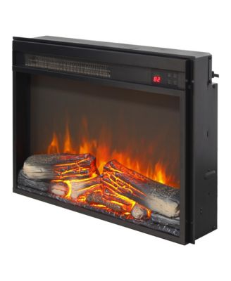 23 inch electric fireplace insert, ultra thin heater with log set & realistic flame, remote control with timer, overheating protection