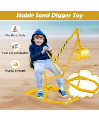 Kids Metal Sand Digger Ride On Toy Excavator with 360° Swivel Seat