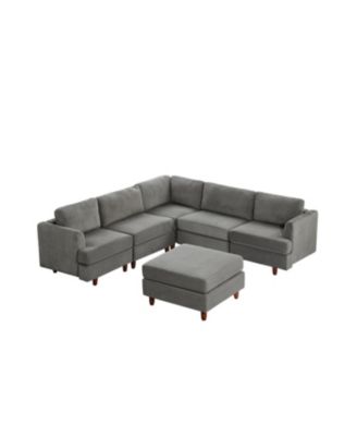 Corduroy 6-Seater Modular Sectional Sofa