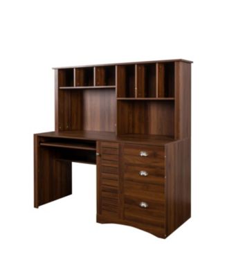 2-tier  Home Office Computer Desk with Hutch, Antiqued finish