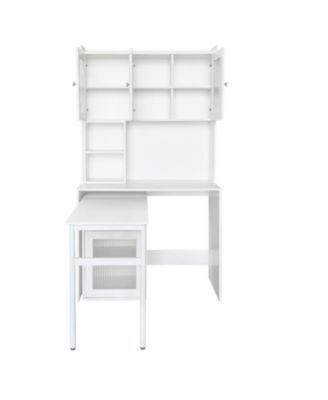 Computer Desk with Hutch, Rotating Desktop, Large Workspace