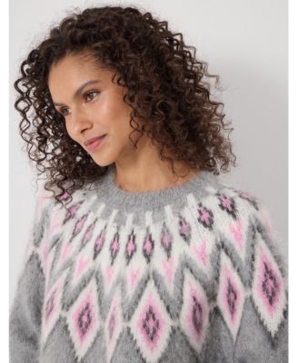 Women's Brushed Fair Isle Mohair Blend Sweater