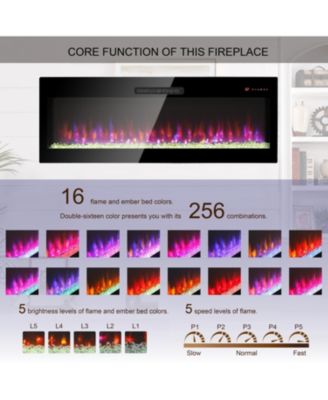 60 Inch Electric Fireplace, Recessed and Wall Mounted Fireplace