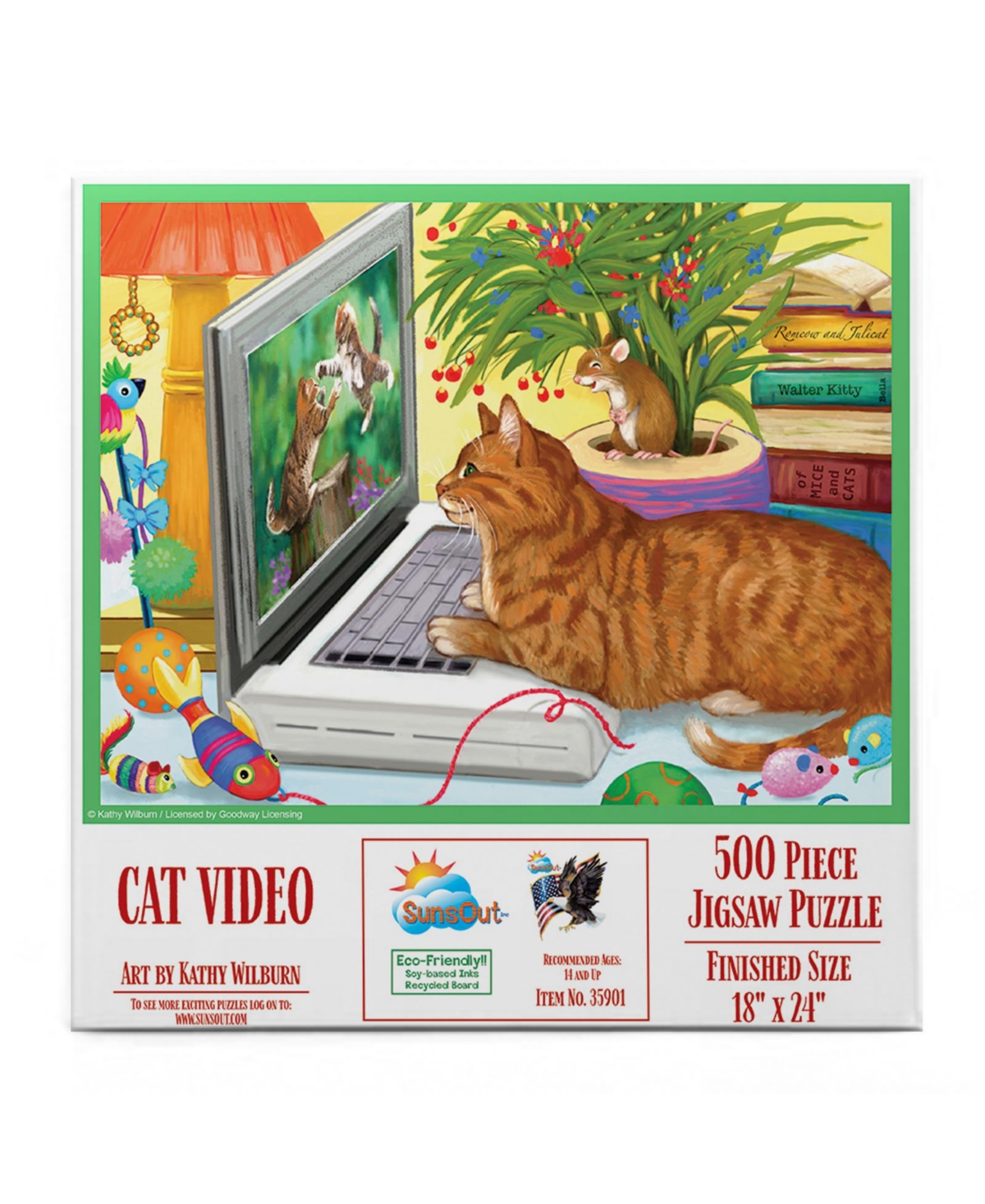 SunsOut Cat Videos 500 piece Jigsaw Puzzle
